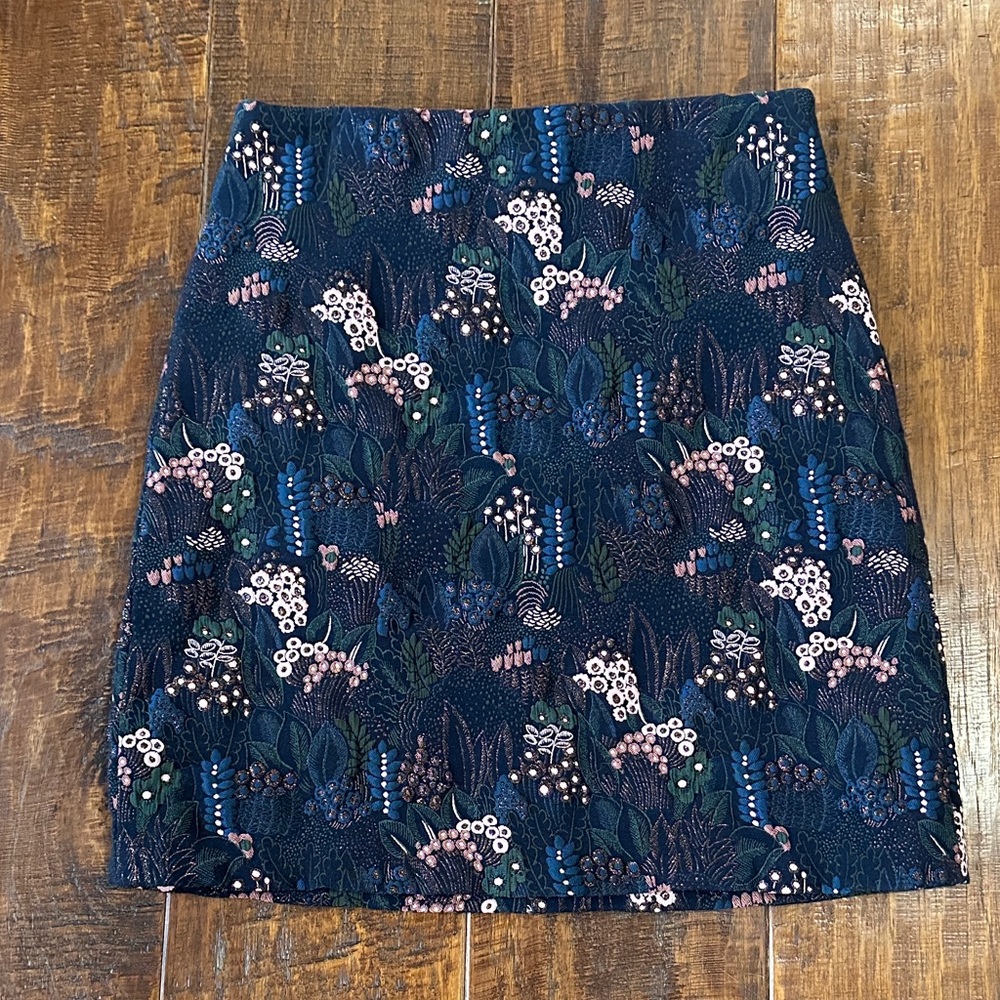 Ann Taylor Dark Floral Mini Skirt